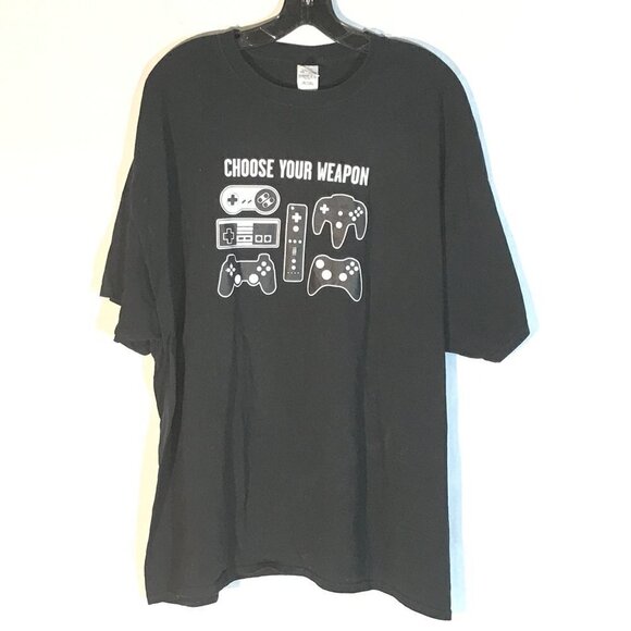 Playstation XBOX Nintendo Video Game Controllers Gamer Black Short Sleeve Tee - Picture 1 of 7